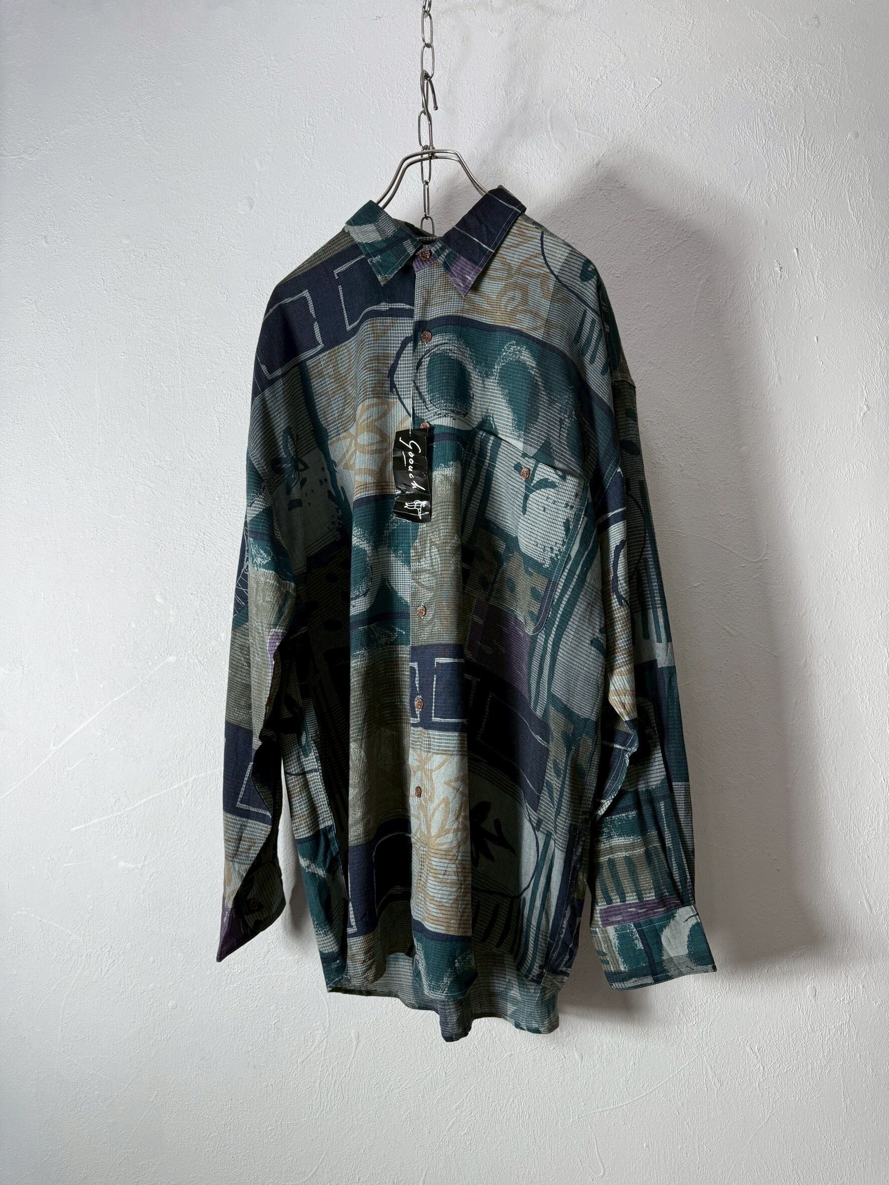 90’s “GOOUCH” silk/linen design shirt