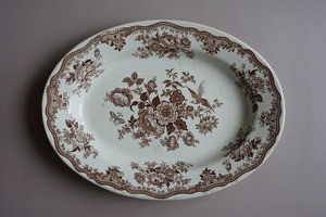 19th C. English Platter, Victorian Transferware Asiatic Pheasants