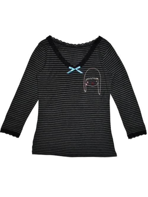 NETSU – Gray Boarder Lace Tops