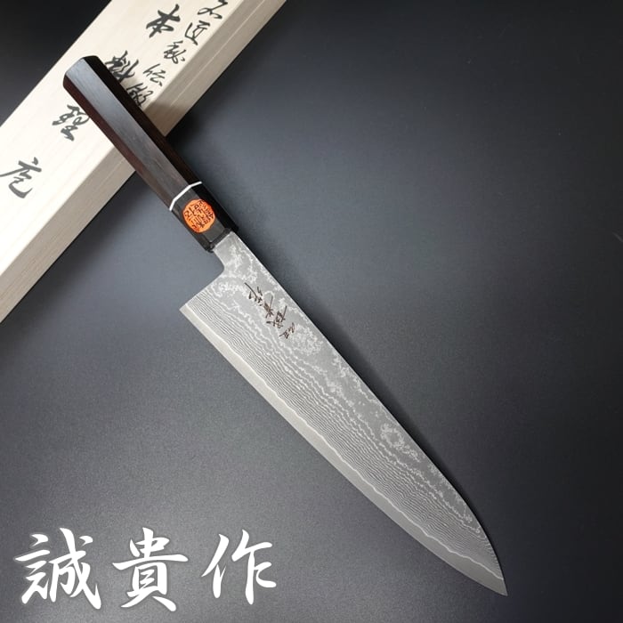 4884巨大な出刃包丁9寸 V金10号 新品 刺身包丁解体包丁 黒檀黒水牛八角柄