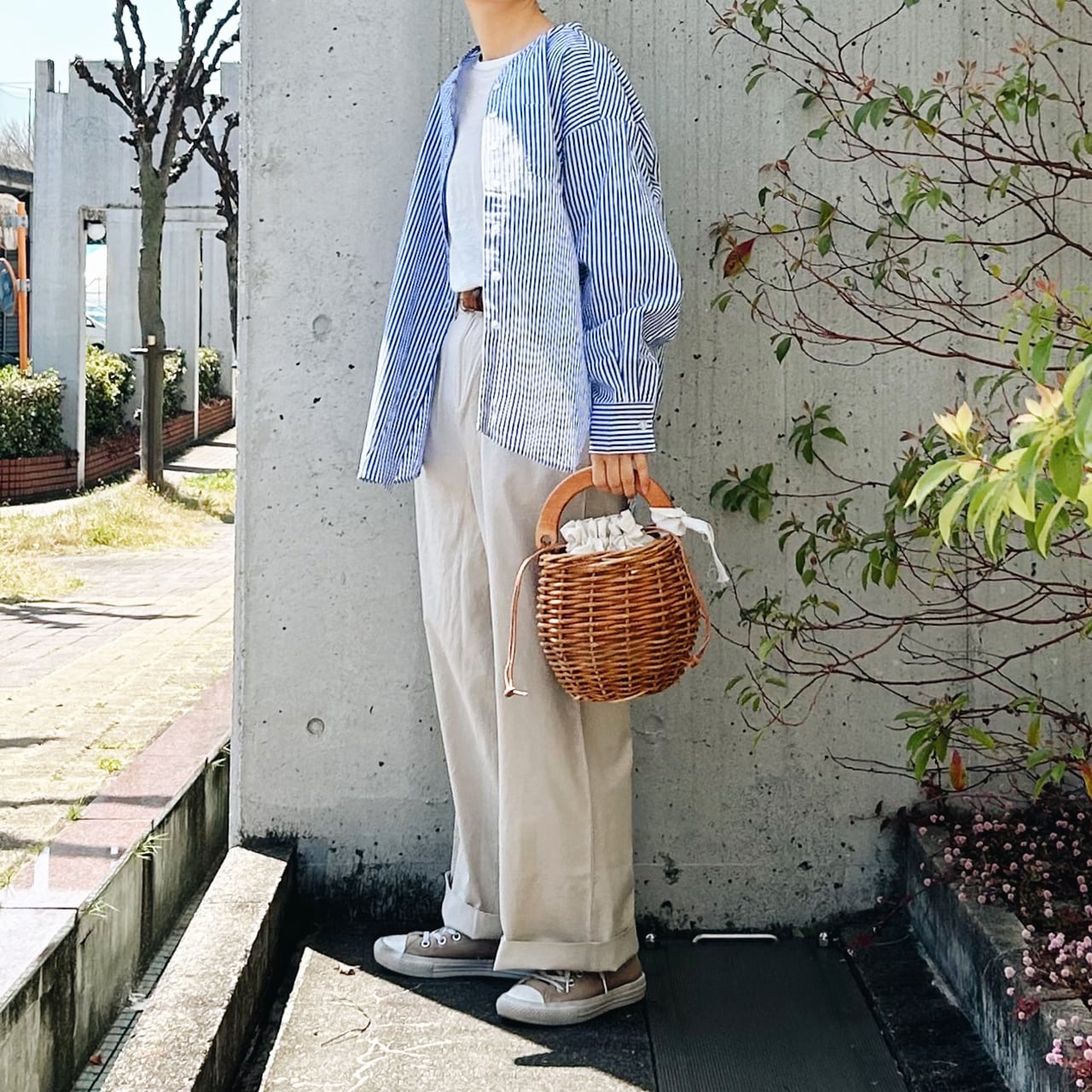 Cotton linen straight pants (kinari)