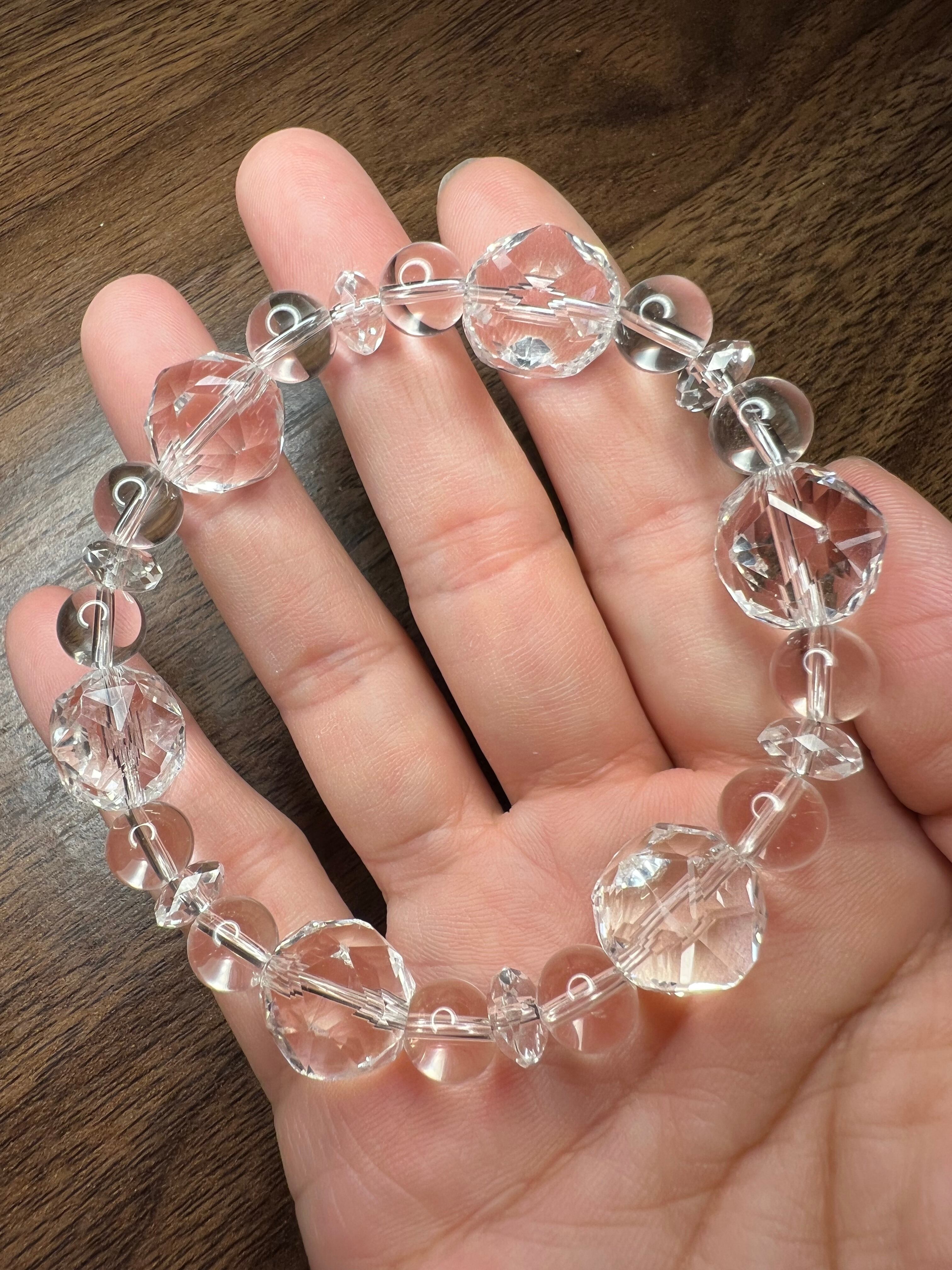 【レインボーが見えたら】カットクリアクリスタルブレス ブラジル産