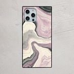 受注生産 iPhoneケース ラベンダーとグレーの流線マーブル｜紙マーブリング MARB042C