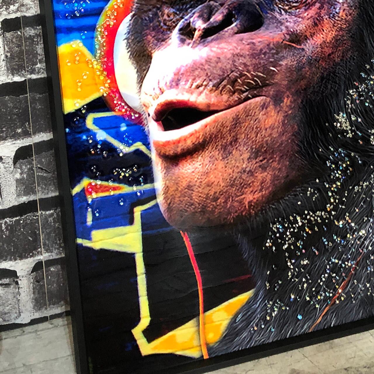 ラグジュアリーデザイン クリスタルアートパネル アニマル 猿 サル