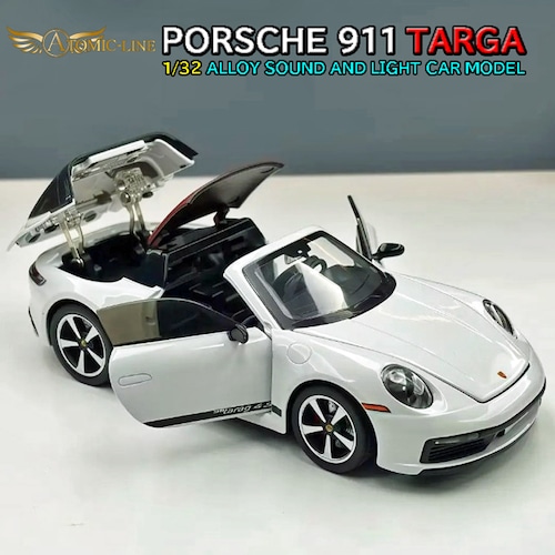 ポルシェ 911 Targa 4S ミニカー 1/32 ライト点灯 オープンギミック 合金モデル 模型 ジオラマ