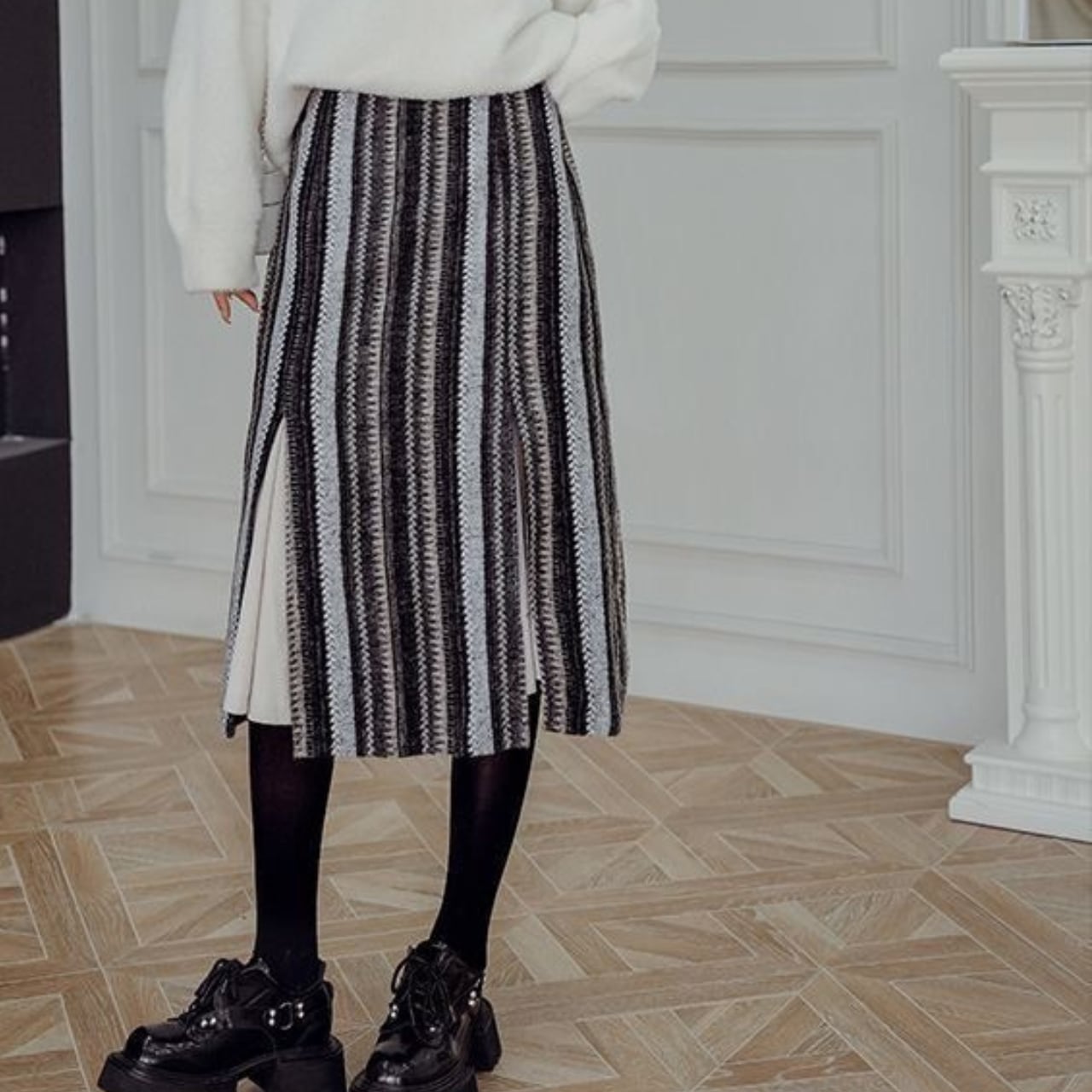 Slit midi tight skirt L00663