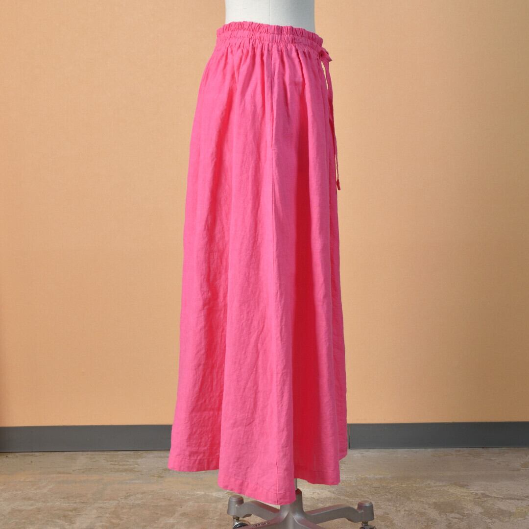 atelier naruse アトリエナルセ リネンギャザースカート・ピンク リネンをたっぷりと使ったスカートです【送料無料】