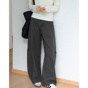 cotton wide pocket straight pants