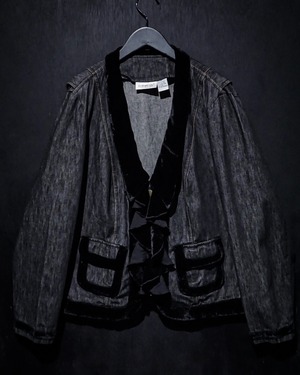 【WEAPON VINTAGE】Velour Frilled Design Denim Tailored Jacket