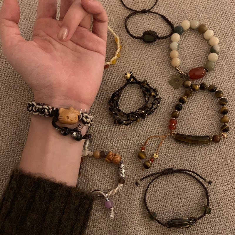 Somedayifレトロ編みビーズブレスレット 8s