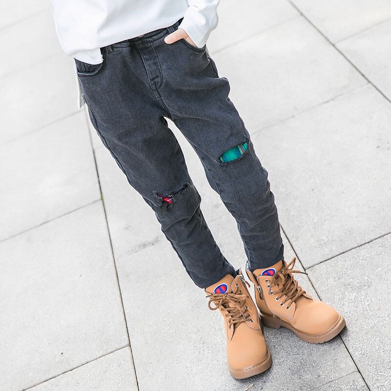 ガールズデニムペンシルパンツチルドレンプラスベルベットパンツパンツ2019年秋冬新ミディアム&ビッグチルドレンスタイルシック トレンディボーイ5495073780