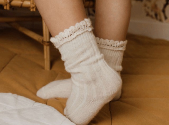 Collegien - Hermine - Chaussettes cachemire et laine avec dentelle / Doux Agneaux