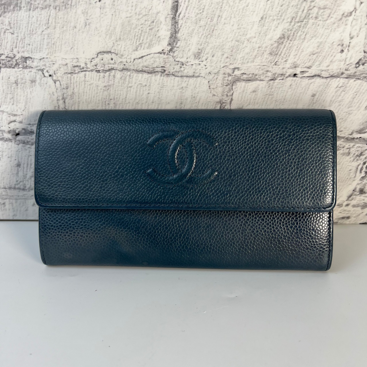 【最終処分SALE】CHANEL シャネル ココマーク  キャビアスキン 長財布 ブラック A-7761