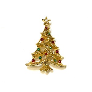 Vintage gold chiristmas tree broach