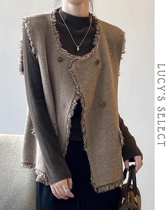 Double Button Fringe Vest　A1151
