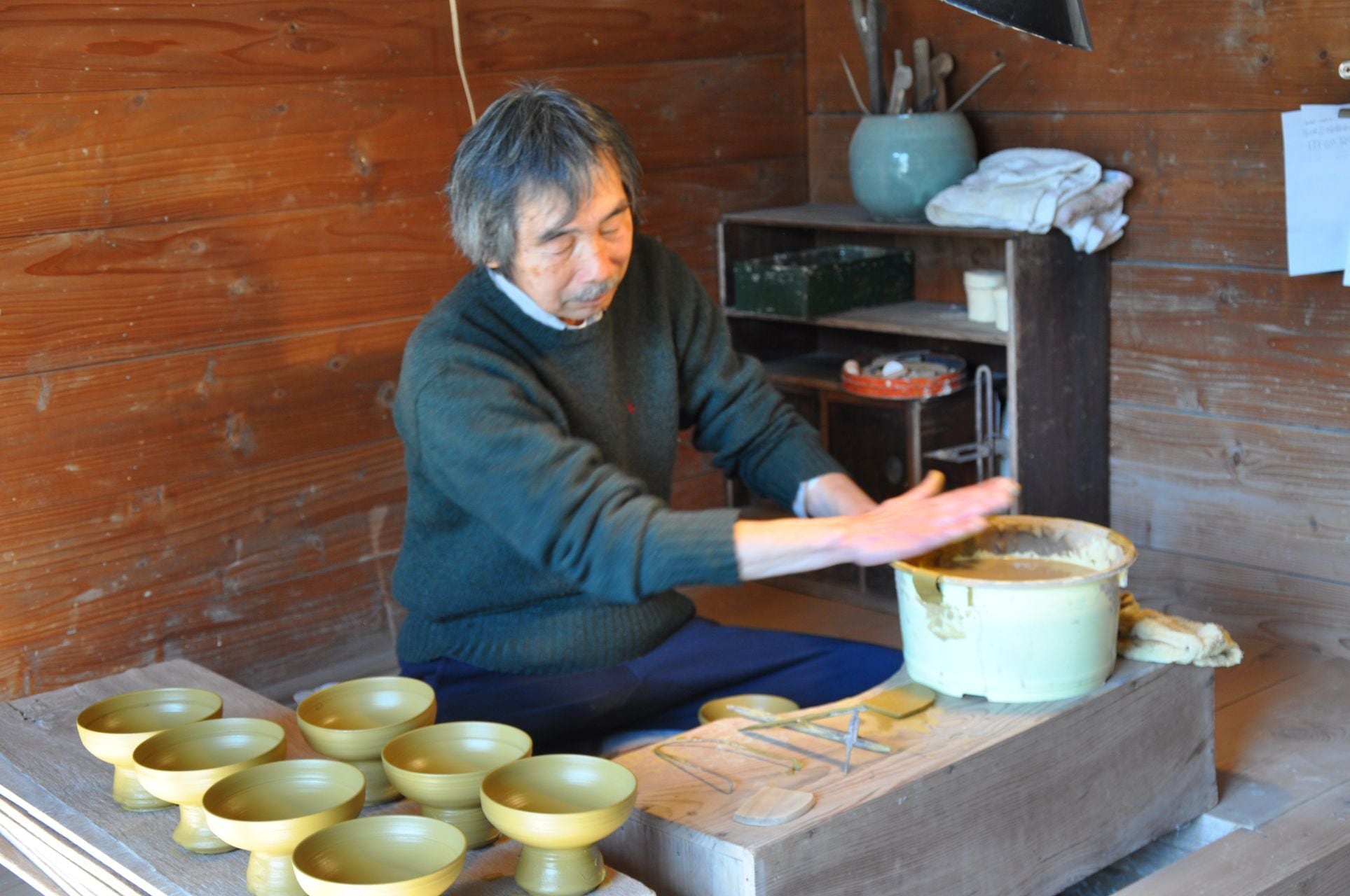 笠間焼 線絞 だ円皿 新井倫彦作 | 趣味の園芸と陶器山竹