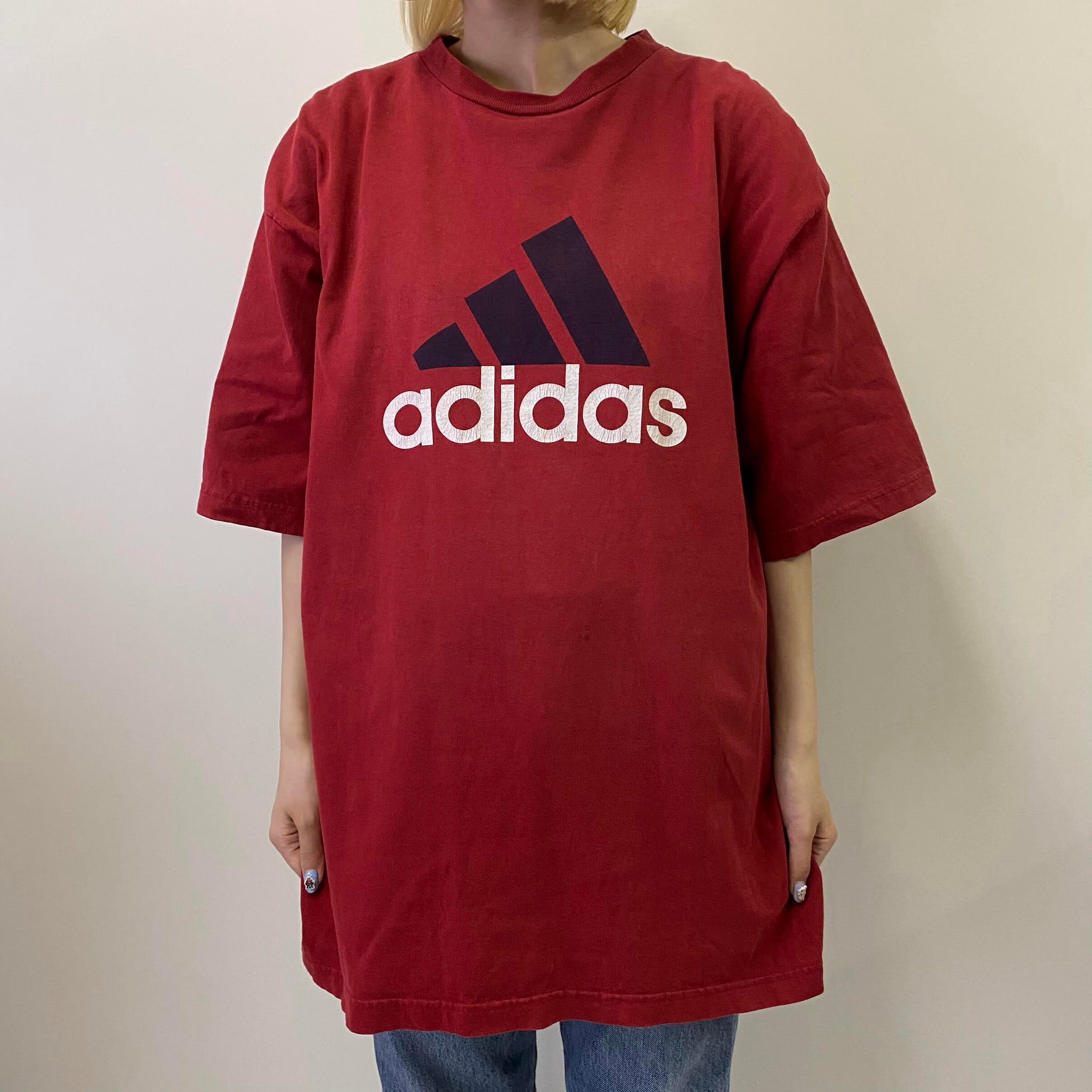 年代 adidas アディダス パフォーマンスロゴ プリントTシャツ