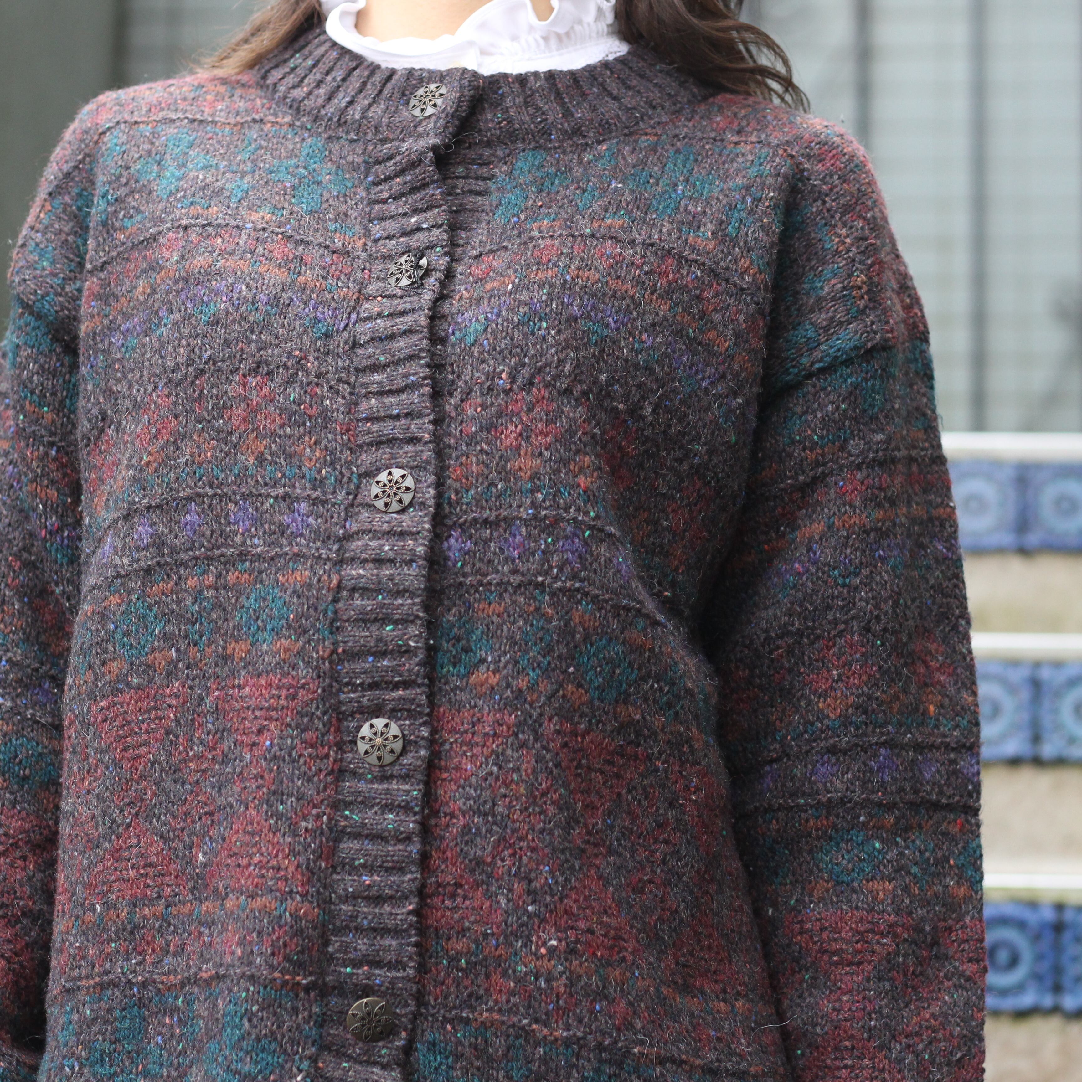 USA VINTAGE ALPS DESIGN BUTTON EMBROIDERY KNIT CARDIGAN/アメリカ