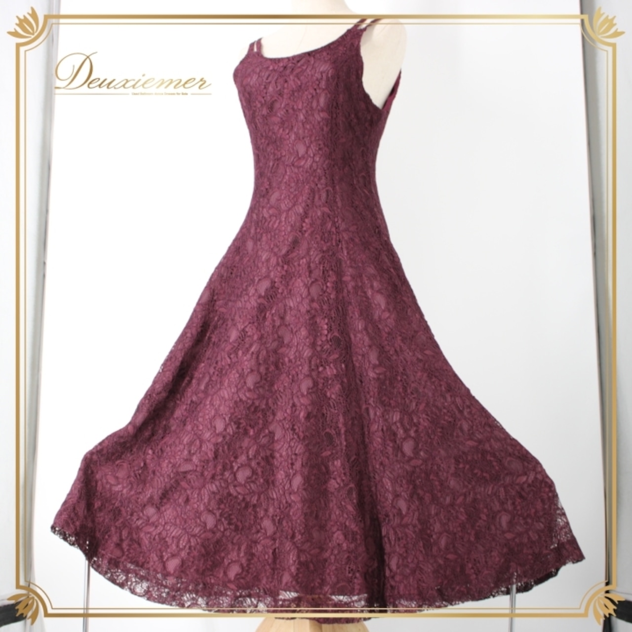 社交ダンス 衣装 スタンダード ドレス ワンピース レッスンウェア パーティドレス Sanline サンリーヌ 紫 パープル系 レース ノースリーブ バーガンディ 日本製 花柄 シック 女性用 おしゃれ フォーマル 体型カバー 軽やか ダンス用 春 夏 秋 112cm 40cm スタイリッシュ 伸縮性無し 加工生地 フィットネス パーティー シンプル エレガント 通気性 薄手 ノースリーブドレス