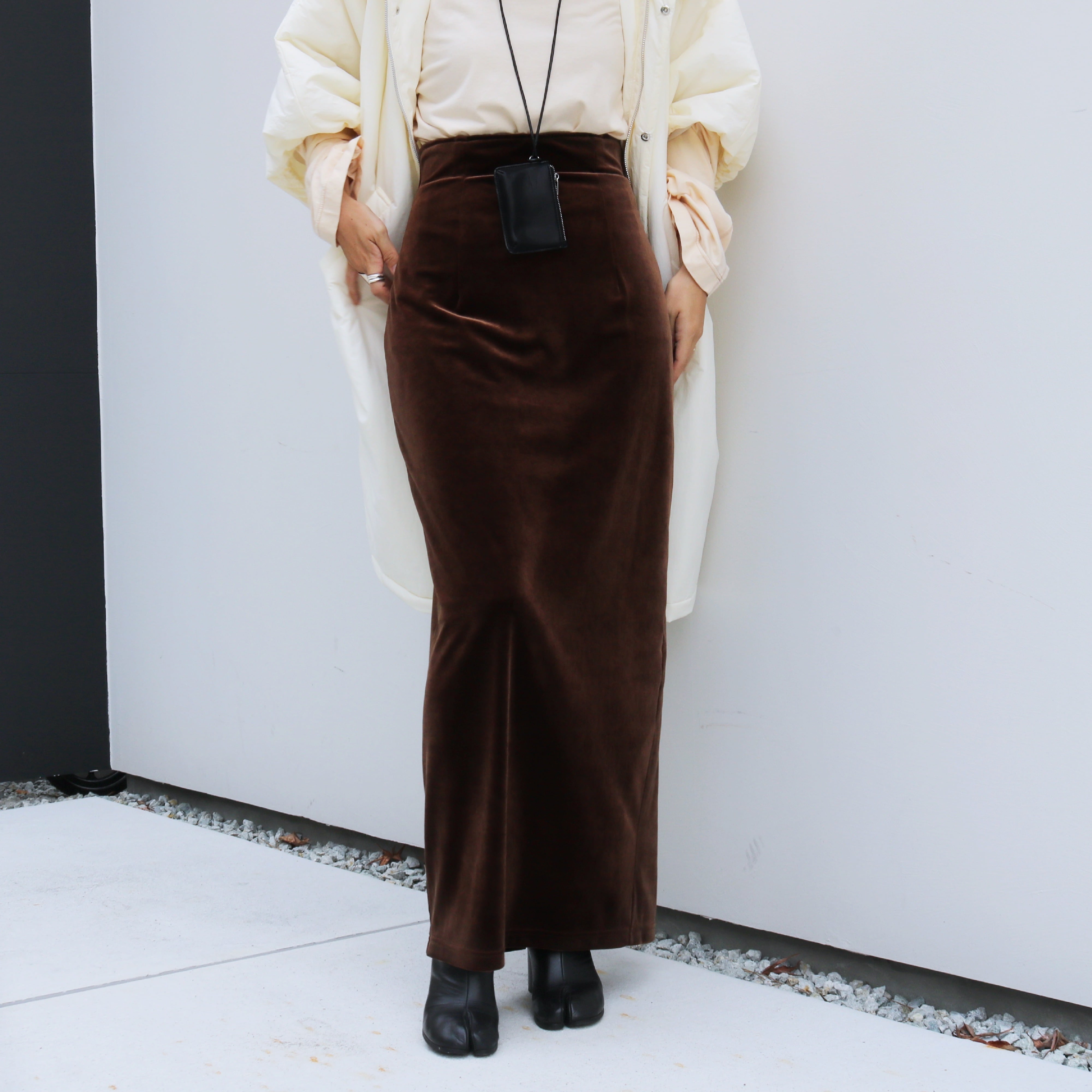 high-waist velours skirt -made in Japan - | aéré