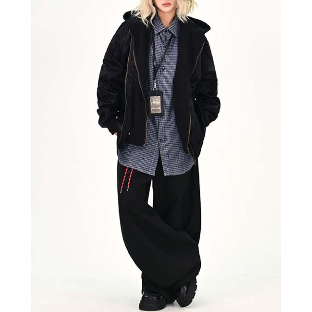 fake two-piece hooded jacket　フェイクツーピースフード付きブルゾン　J1426