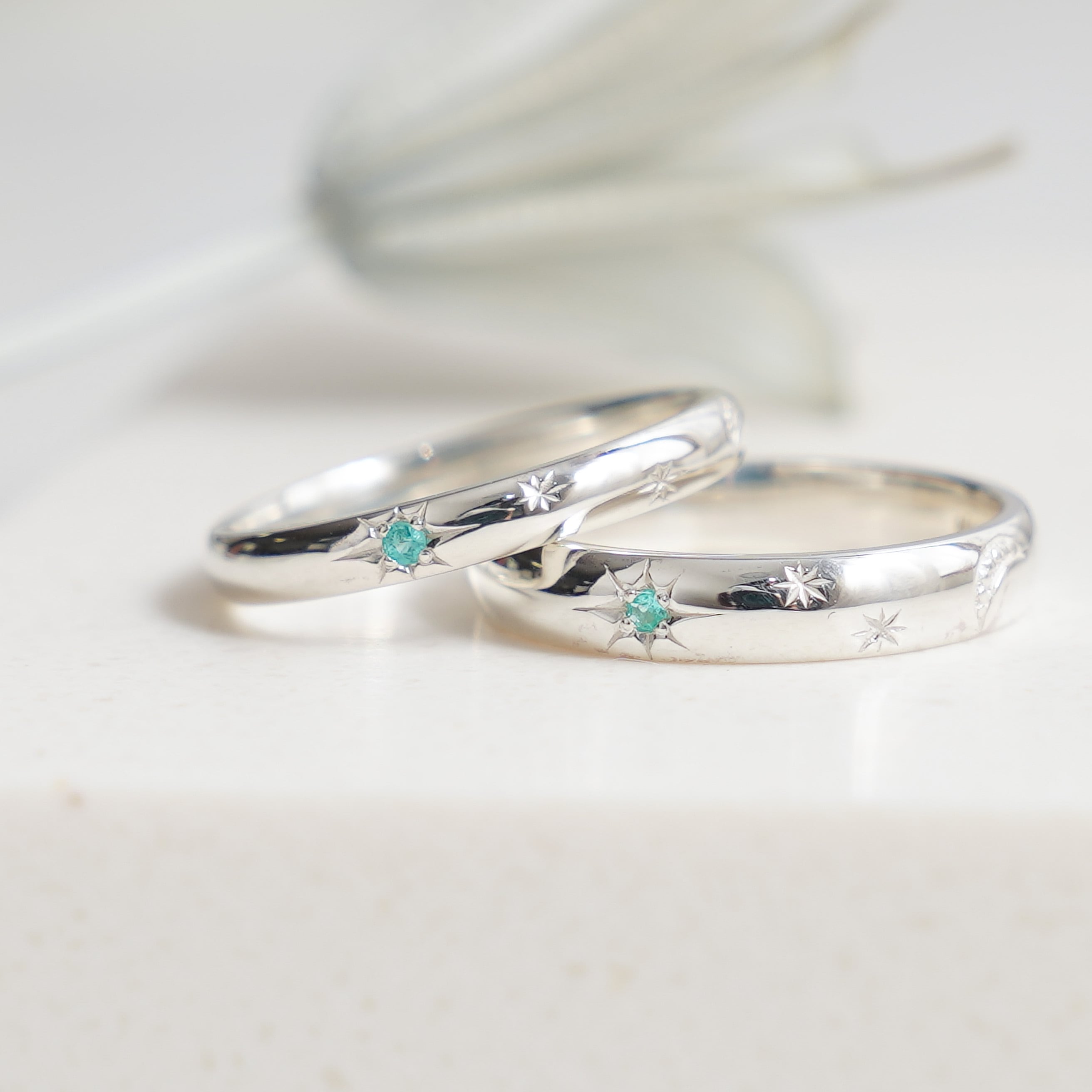 パライバトルマリン　シルバー　リング 再販】パライバトルマリンの月と星のリング シルバー《送料無料》 | poonys