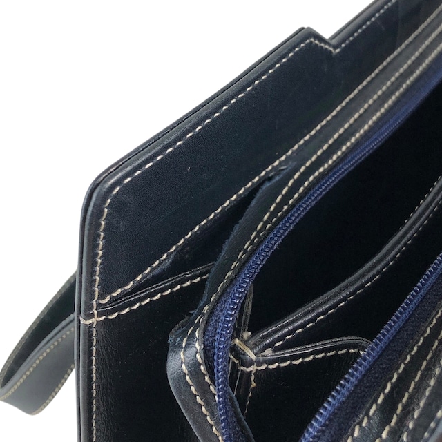 Christian Dior クリスチャン ディオール ハンドバッグ ダークネイビー ロゴ レザー vintage ヴィンテージ オールド undgi8