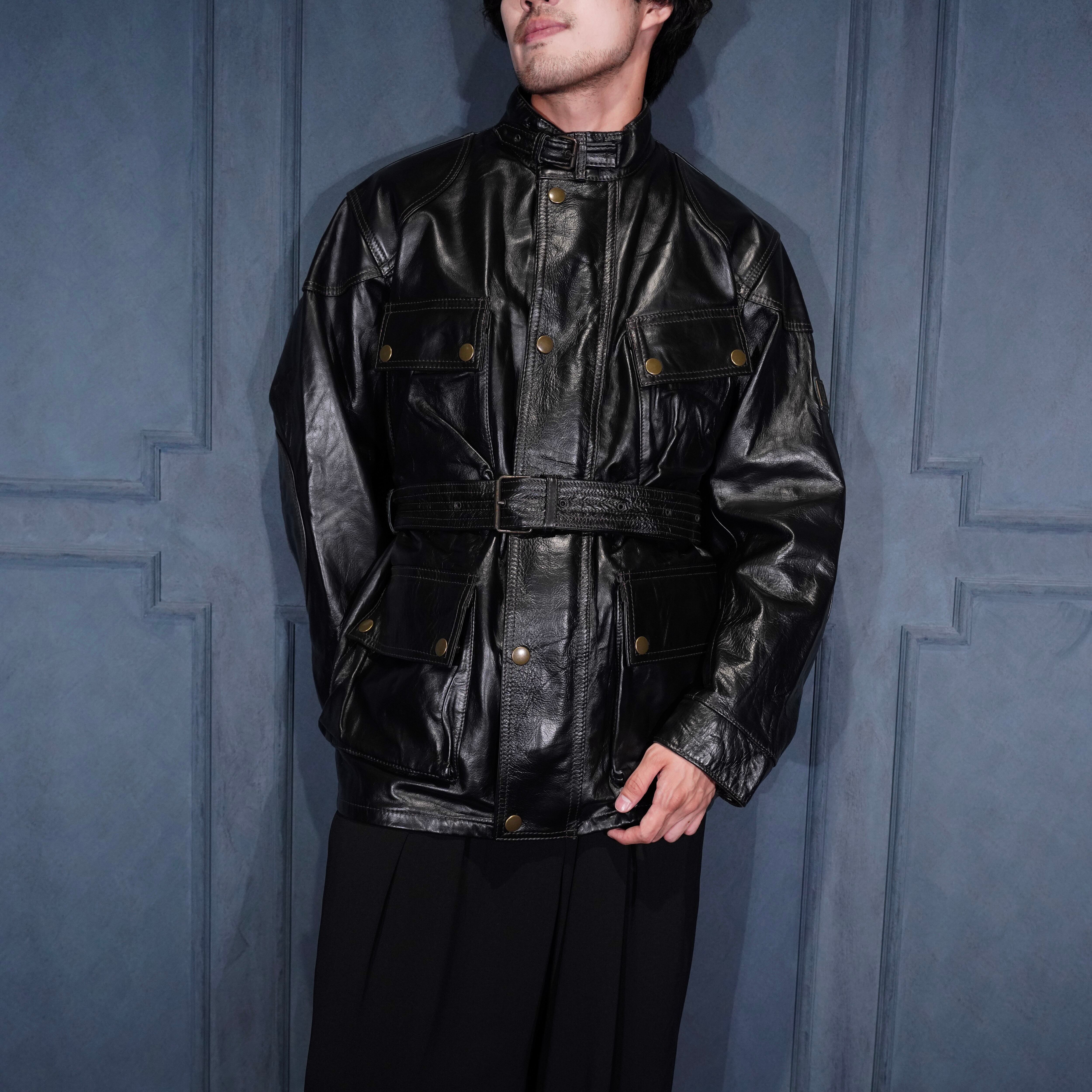Belstaff レザージャケット M アンティークブラック ベルスタッフ レザージャケット チータム モーターサイクル ジャケット
