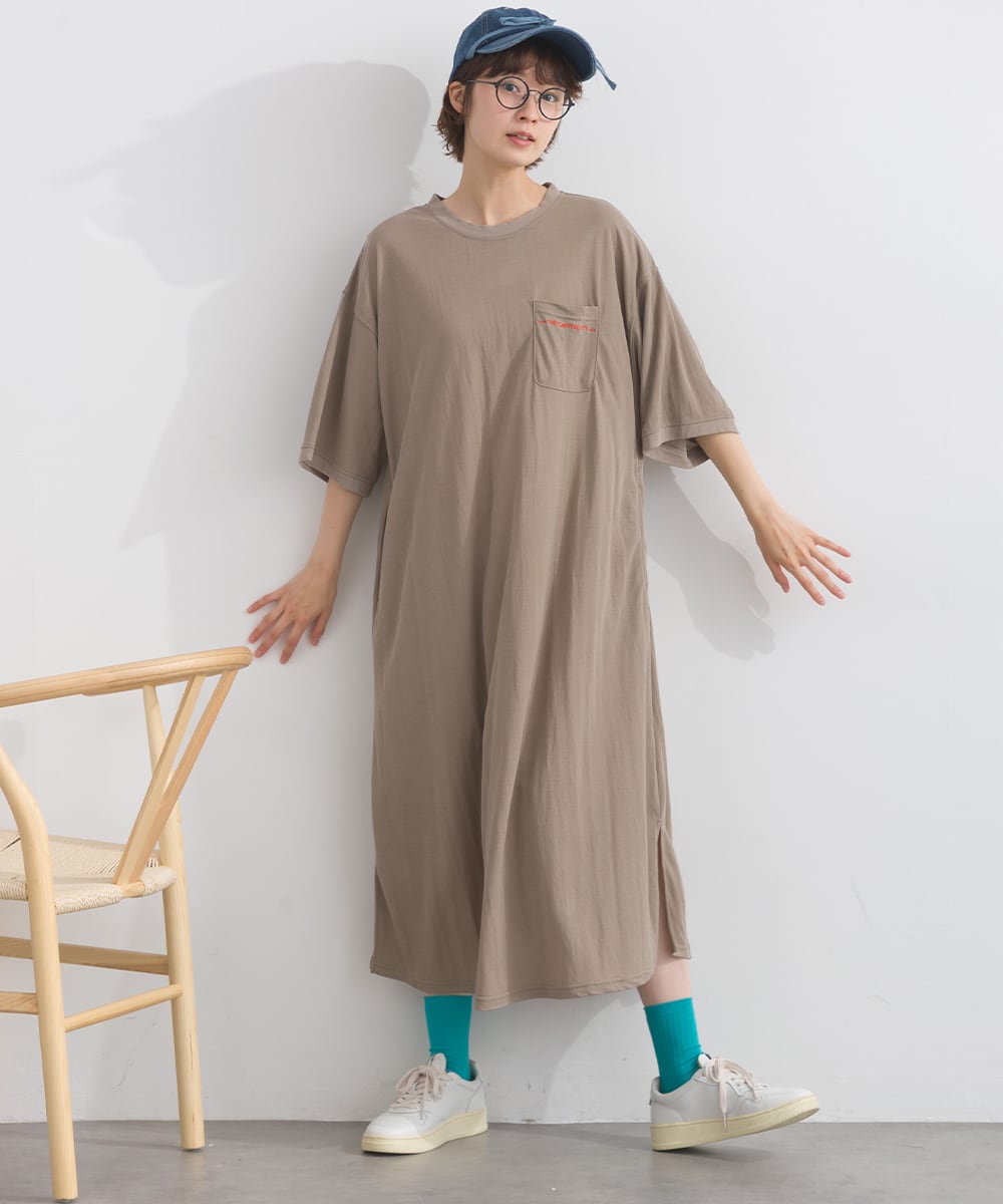 J262049 【接触冷感シリーズ】 カノコフリルポケットワンピース / Cool