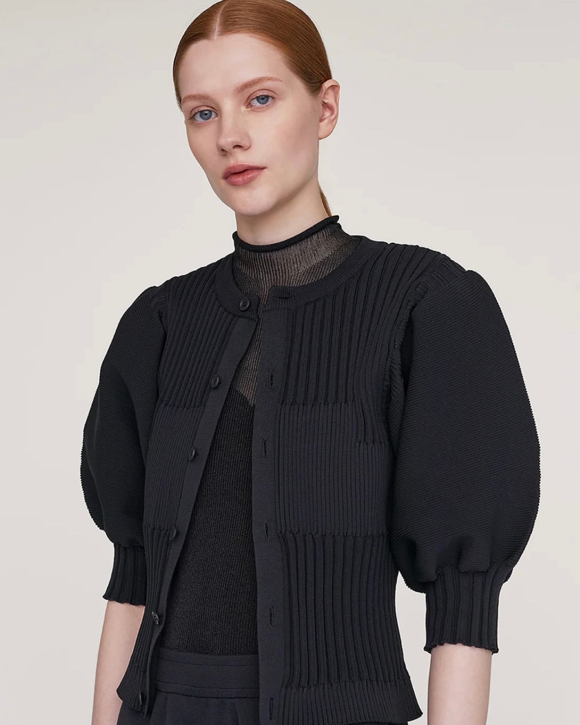 CFCL】FLUTED SHORT PUFF SLEEVE CARDIGAN | idealclasse