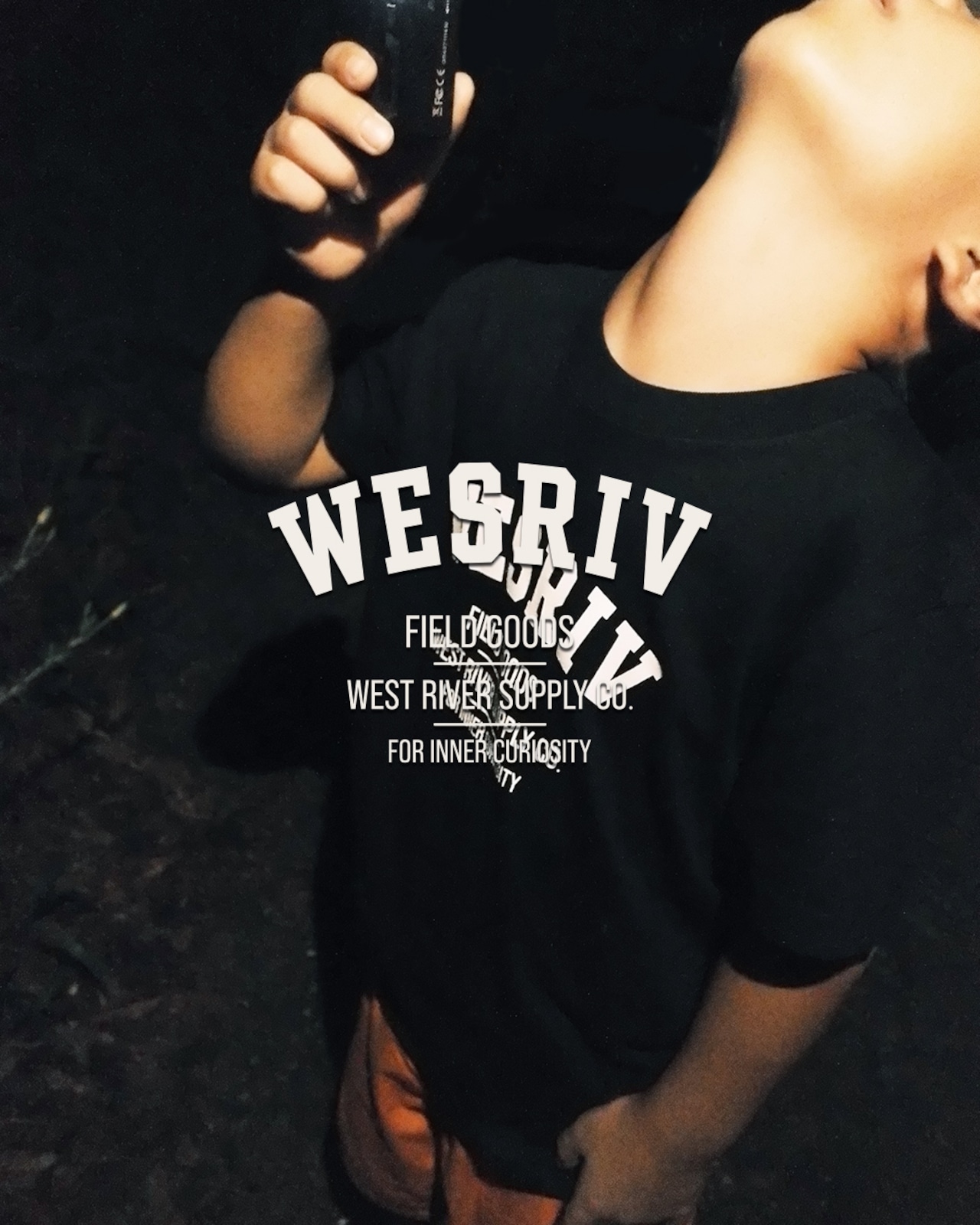 WESRIV FIELD GOODS TEE / BLACK — KIDS
