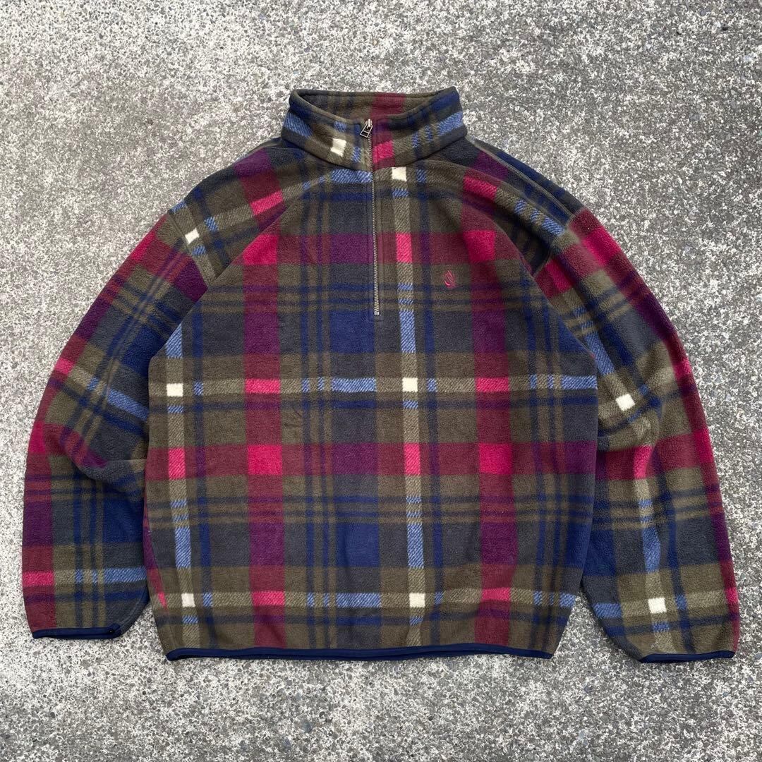 【XLサイズ】USA製 90's nautica ロゴ刺繍 vintage プルオーバー フリースジャケット