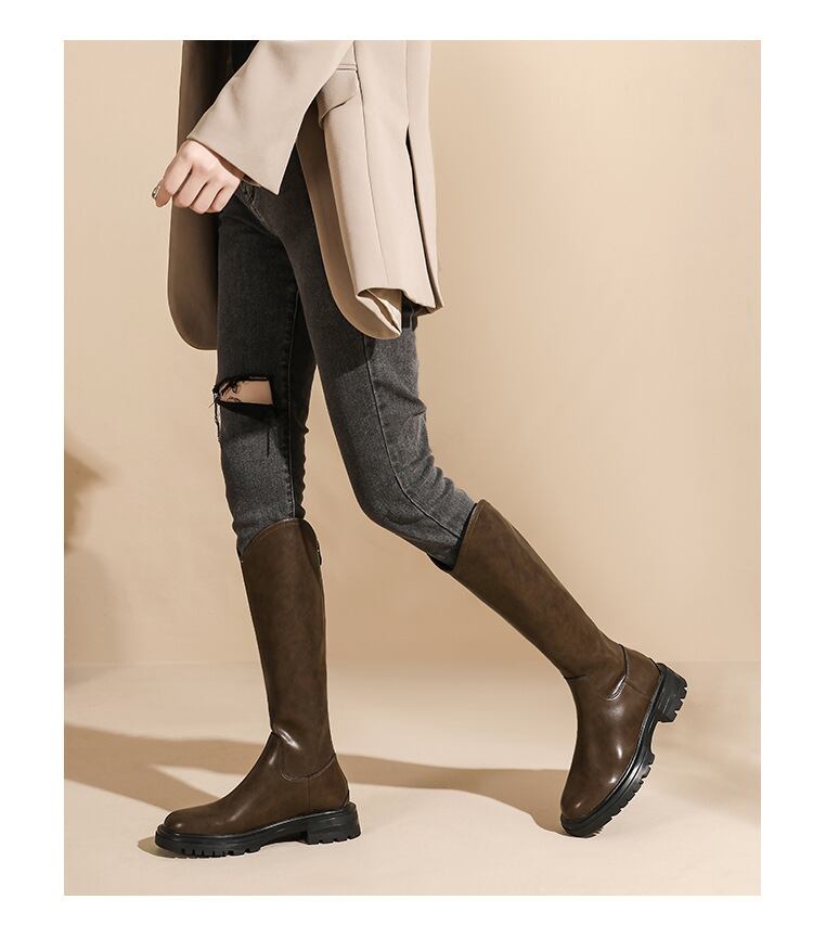 送料無料】ニーハイブーツ レディース ロング丈 スクエアトゥ