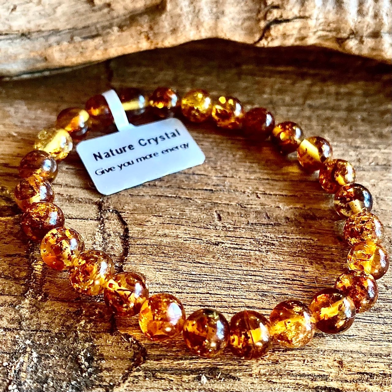 Power stone Flower amber Bracelet 7.5 mm | Heimer's