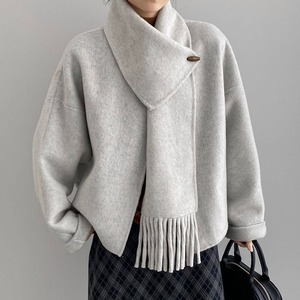 マフラー付きドロップショルダージャケット 3col 231885