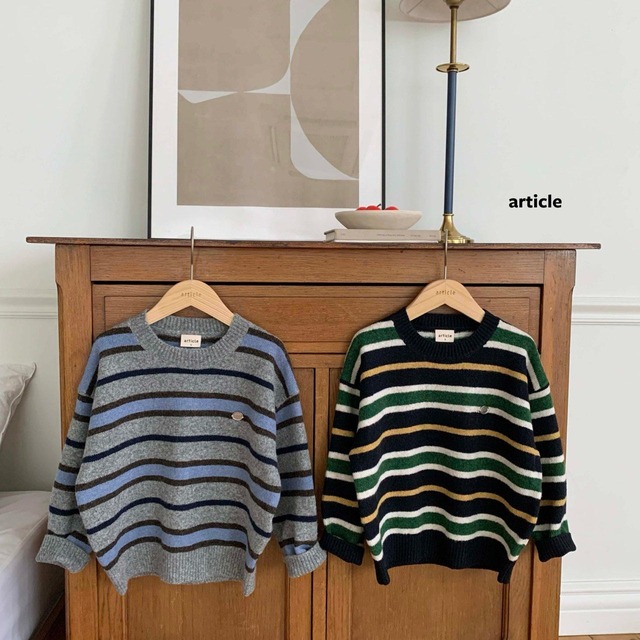 【取寄】article｜east stripe knit｜イーストボーダーニット｜S-JM｜kids&jr｜26 autumn