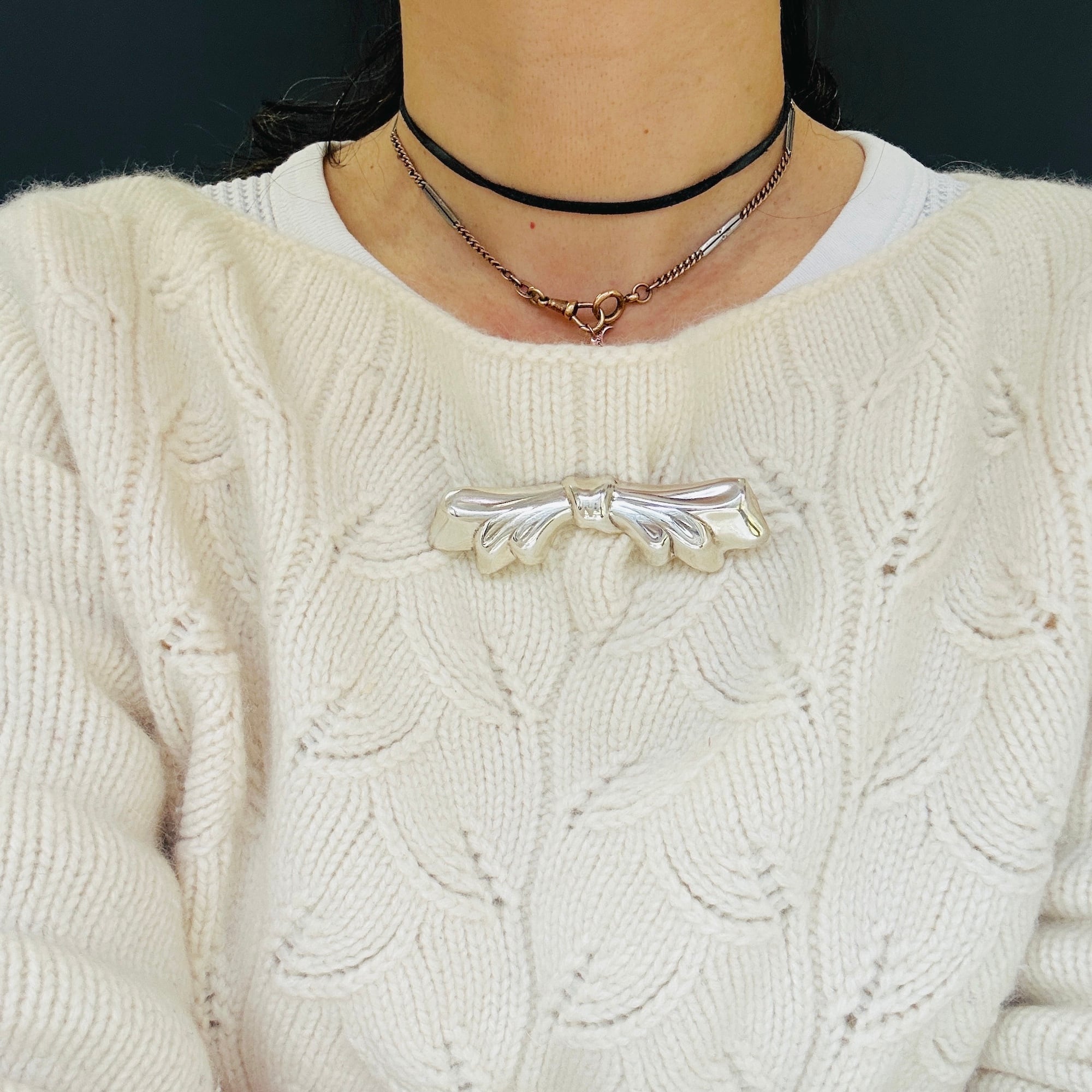 Mexico シルバー925 横長リボンブローチ | Milo Antiques & Vintage