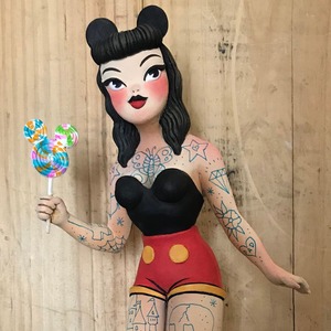 Pin up Mouseketeer art toy sculpture by Quyen Dinh