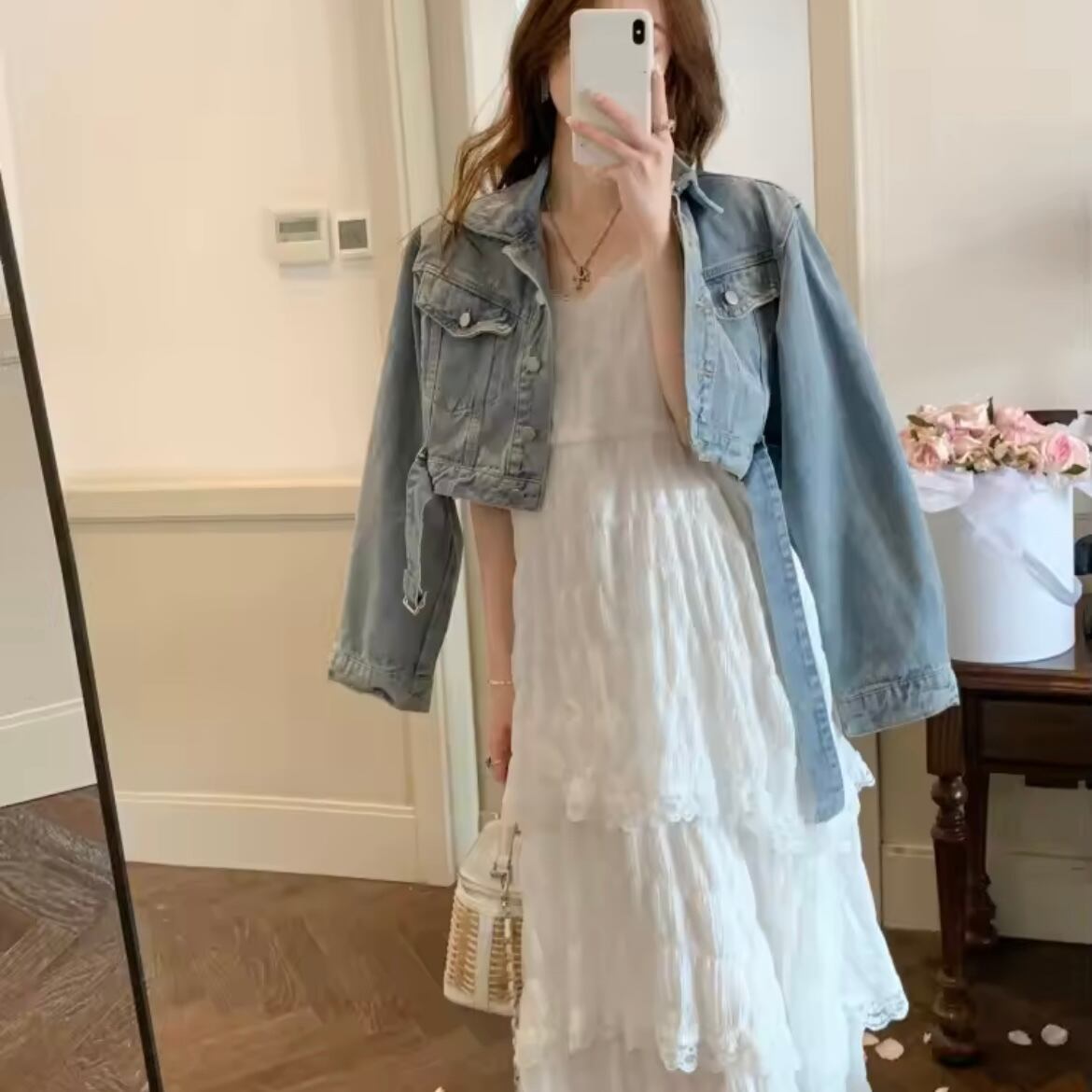 レースティアードキャミソールワンピース