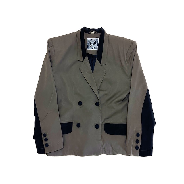 crop length bicolor tailored jacket