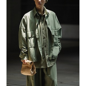 Oversized drawstring button-down shirt  0199