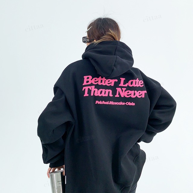 ★予約★D-1345　2026秋新作♡Better発泡プリントフーディー　ブラック