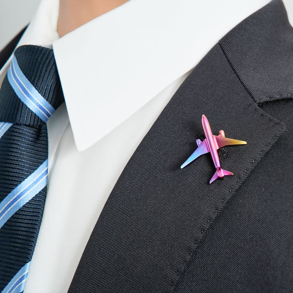 チタン製 飛行機 高級ピンバッジ（大）航空機 アクセサリー | ysecshop