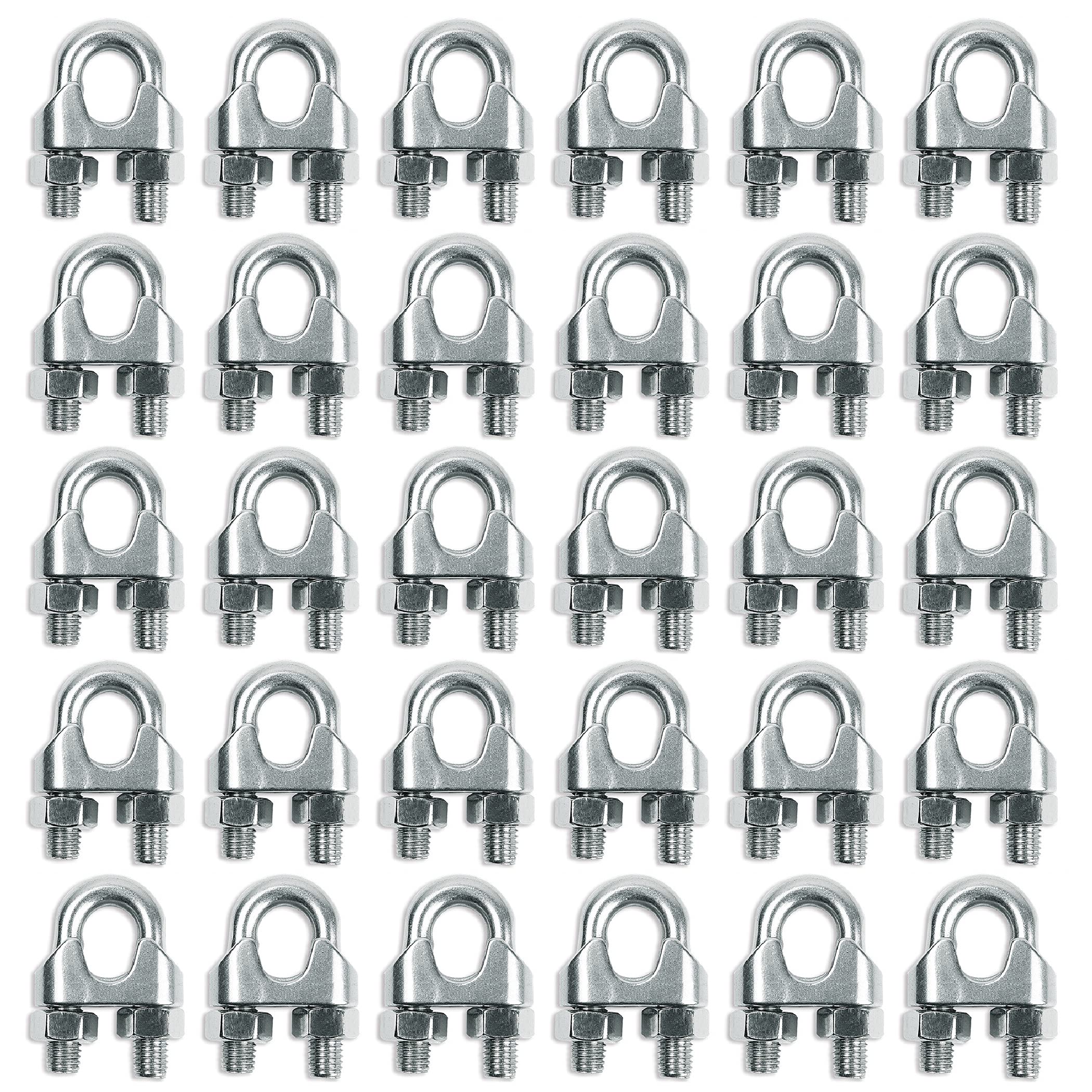 HAMILO ワイヤークリップ 固定金具 ロープ 建設 工事 ステンレス製 30点セット (M6)