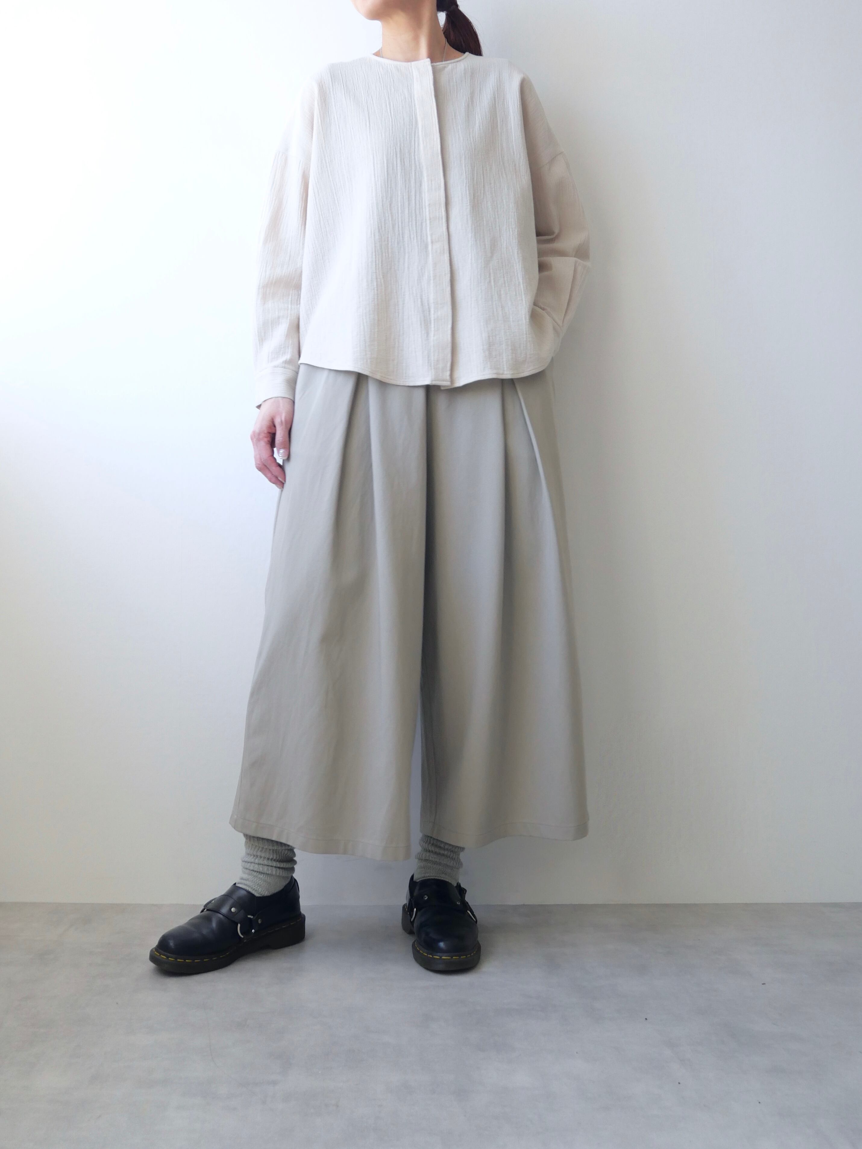 evam eva / cotton no collar shirt | t a - n a