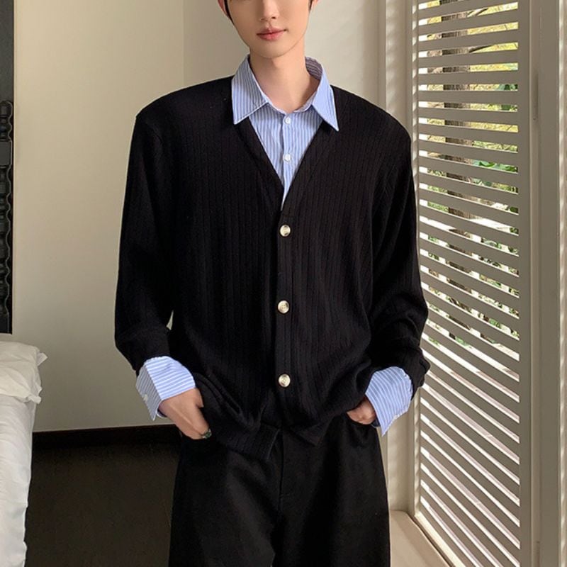 重ね着風襟付きカーディガン C10745