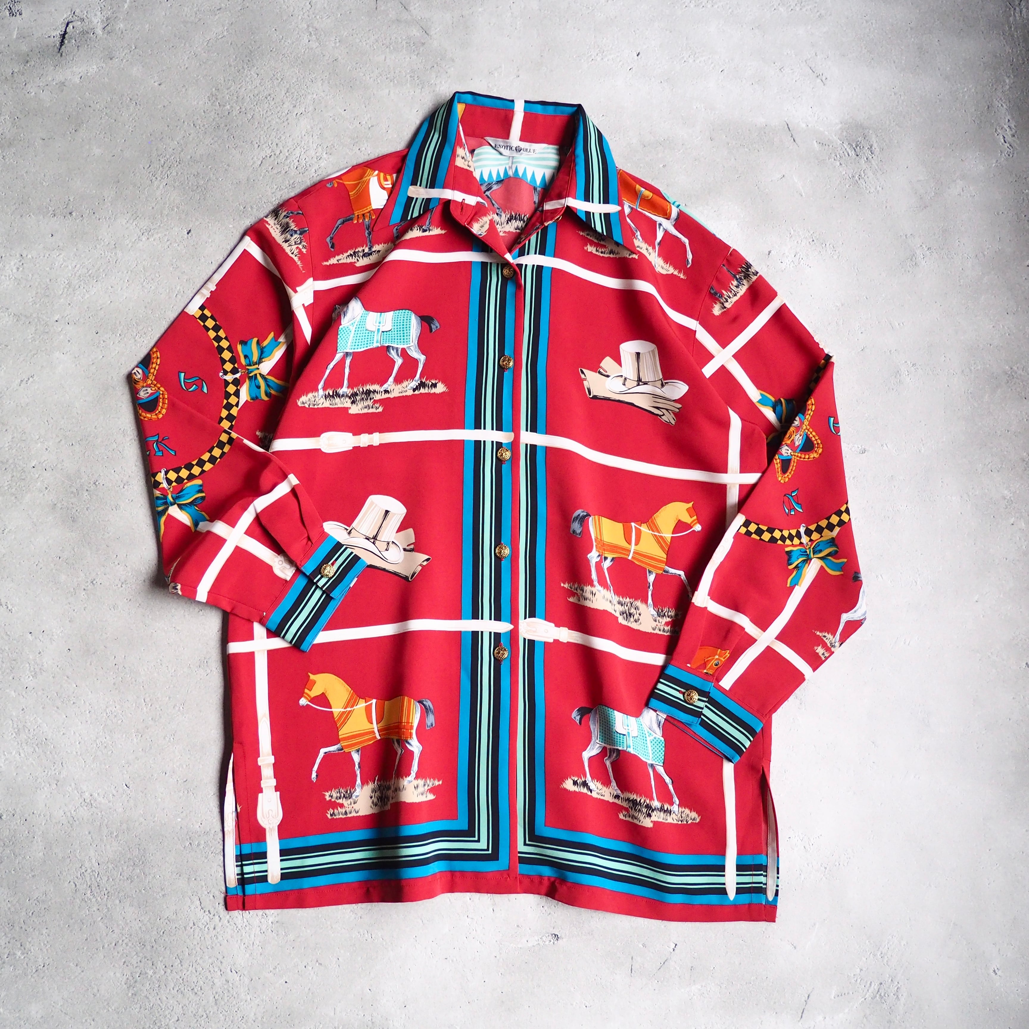 1990s Modern rétro × Luxury art Full pattern Vintage Drape shirt