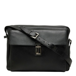 プラダ 三角ロゴプレート 斜め掛け キャリーオン ショルダーバッグ ブラック サフィアーノレザー メンズ PRADA 【中古】