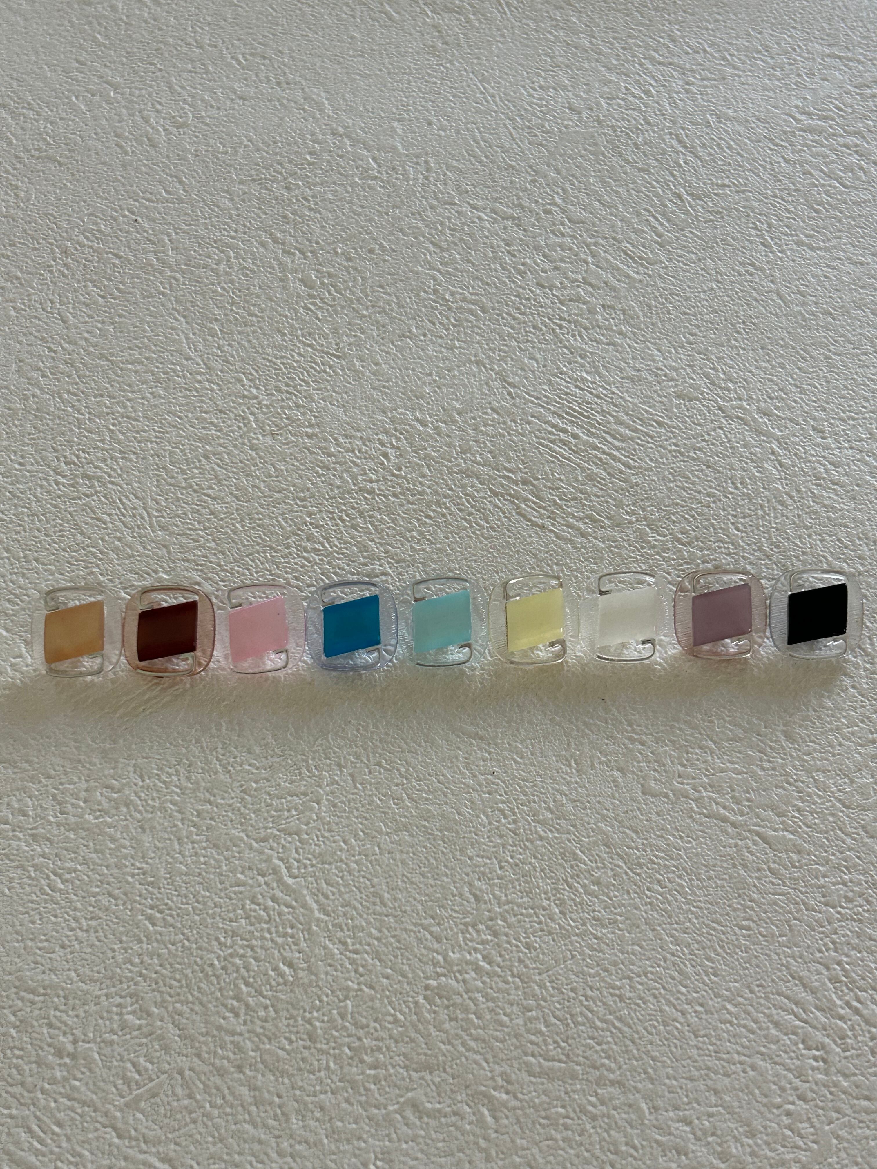 Japanese Vintage ボタン 13mm 角なしスクウェア型 透かし プラスチックボタン レトロ アクセサリーパーツ