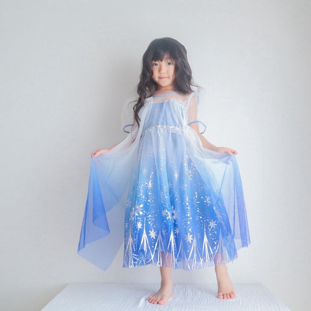 プリンセス コスプレ ハロウィン 衣装 雪 結晶 可愛い 青 ドレス プリンセス コスプレ ハロウィン 衣装 雪 結晶 可愛い 青 ドレス